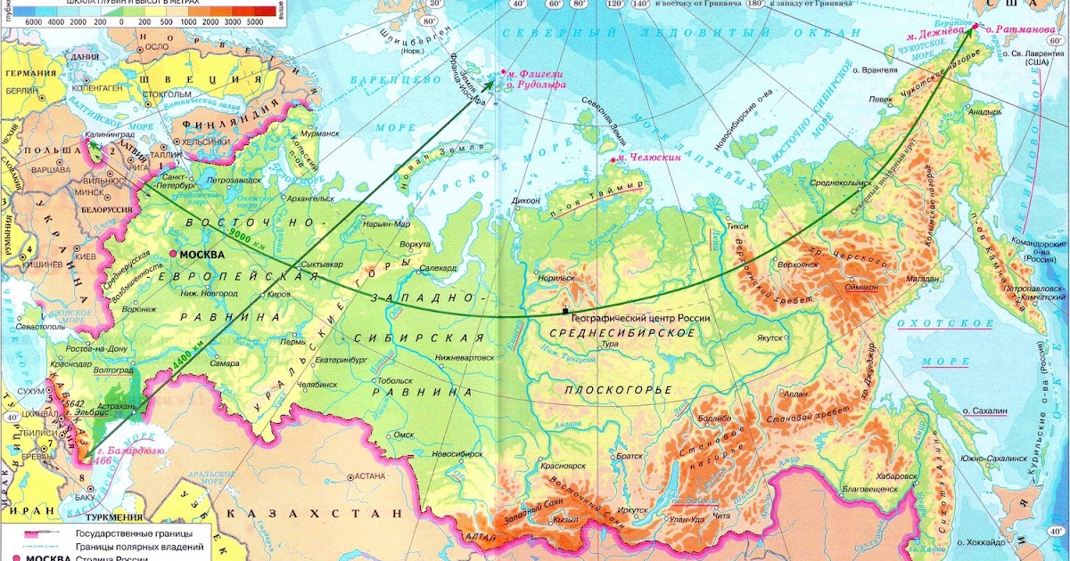 Карта россии с кем граничит россия на карте