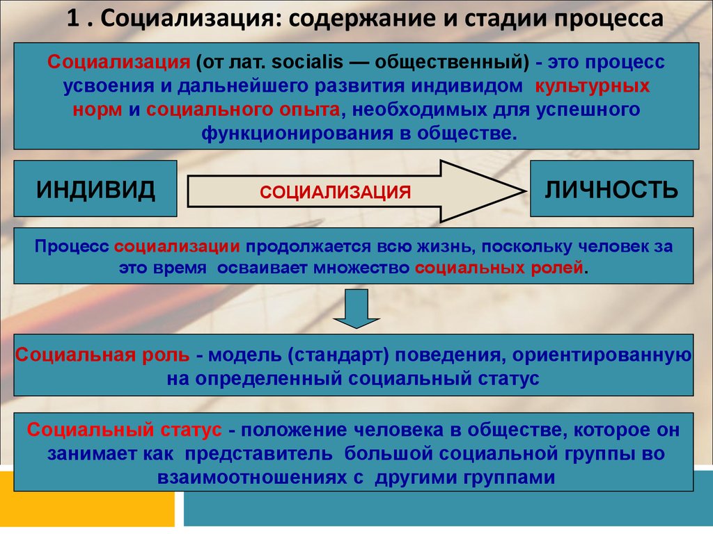 Содержание процесса социализации презентация