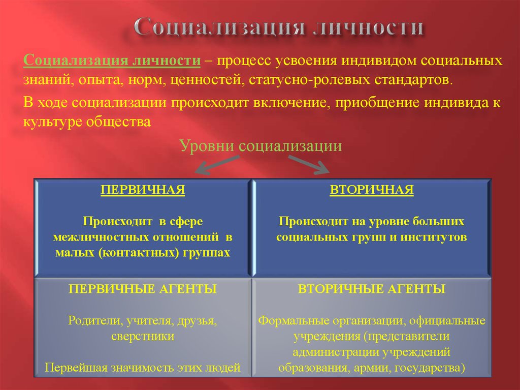 Усвоение человеком ценностей норм установок образцов поведения общества