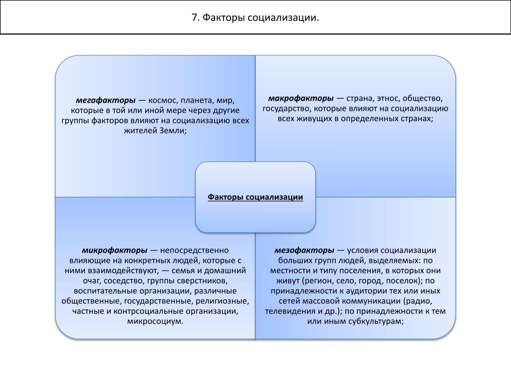 Схема факторы социализации