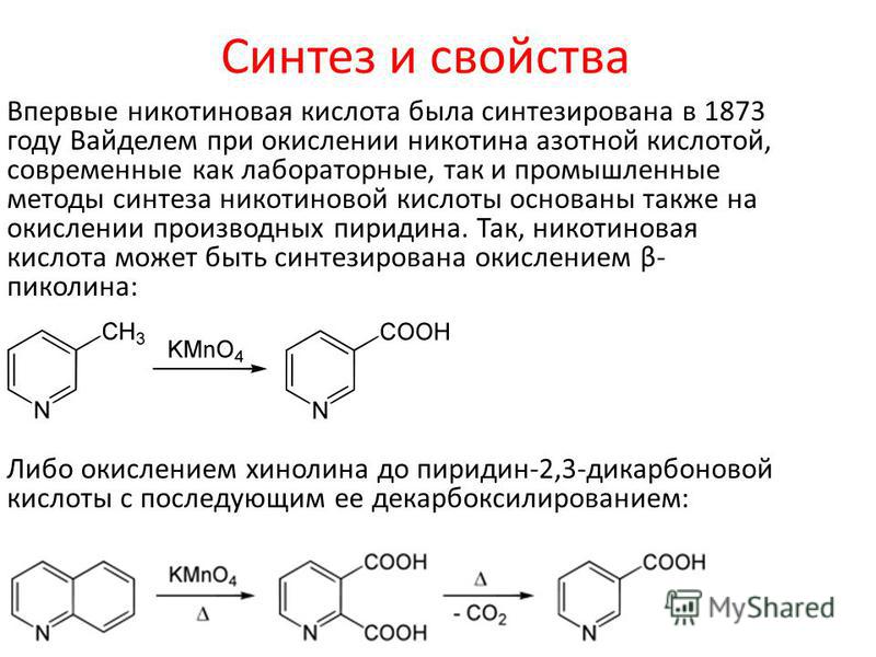 Как делать никотиновую кислоту по схеме