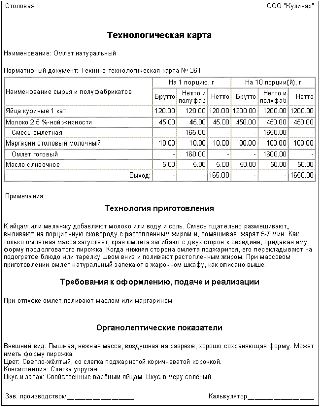 Схема приготовления омлета смешанного с колбасой