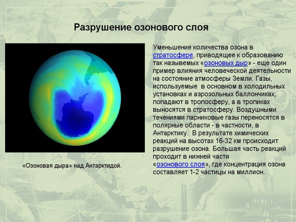 Презентация на тему разрушение озонового слоя по экологии