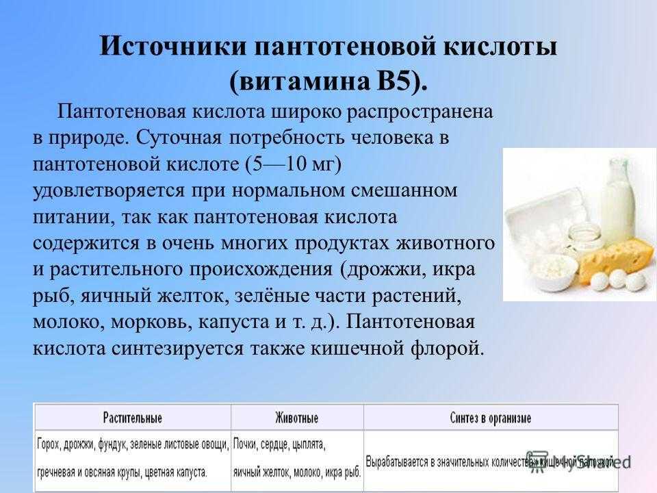 Пантотеновая кислота в детских кашах