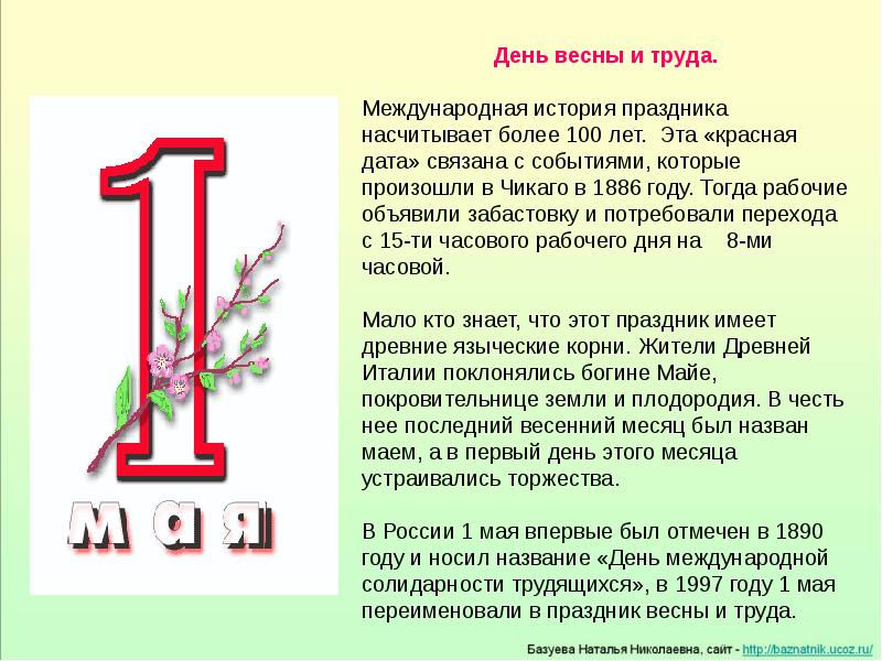 1 мая проект 6 класс