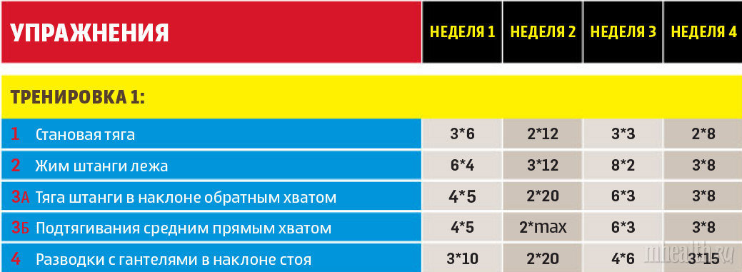 План тренировок со штангой и гантелями